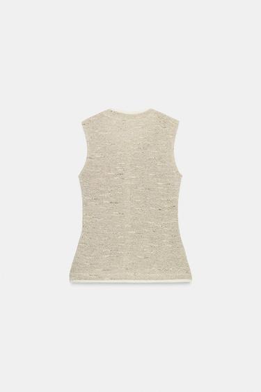 TOP GILET À BOUTONS - Gris de Zara - Image 6