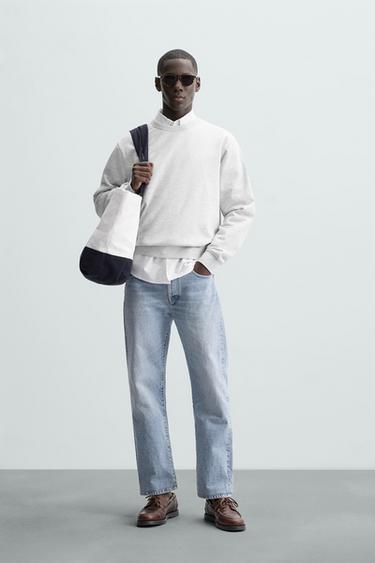 Zara BASIC CREWNECK SWEATSHIRT - SILVER UNIVERSE