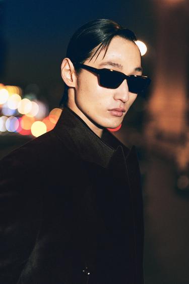 Zara 標準版型天鵝絨西裝外套 - 棕色