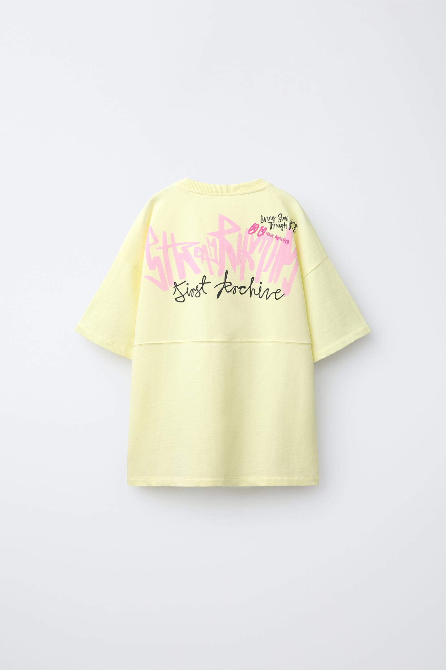 Детская футболка Zara Graffiti Print, цвет: Лаймовый зелёный — фото 3