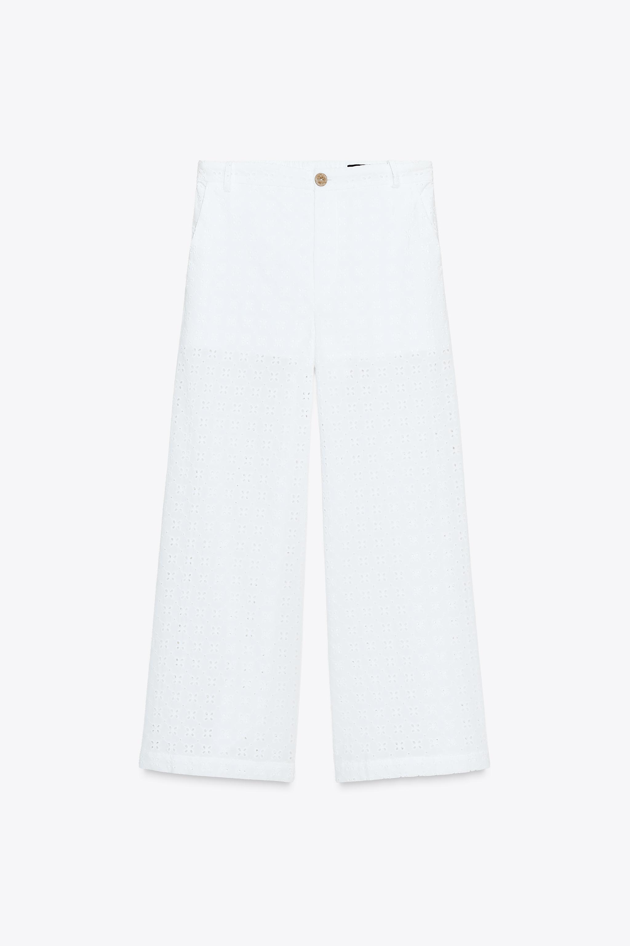 カットワーク刺繍入りキュロットパンツ - ホワイト | ZARA Japan