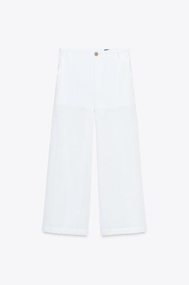 CULOTTE TROUSERS WITH CUTWORK EMBROIDERY - White by Zara