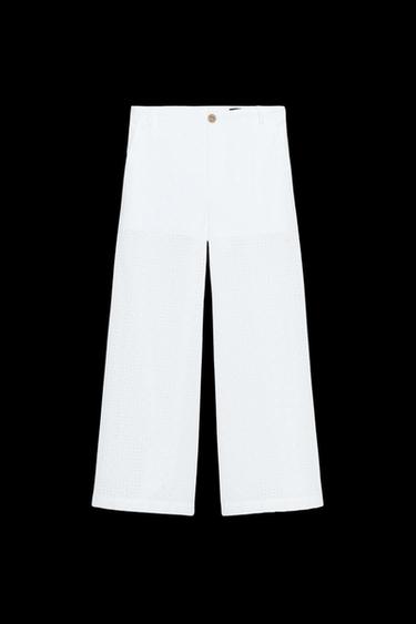 Zara OPENWORK EMBROIDERY CULOTTES - White - Image 0