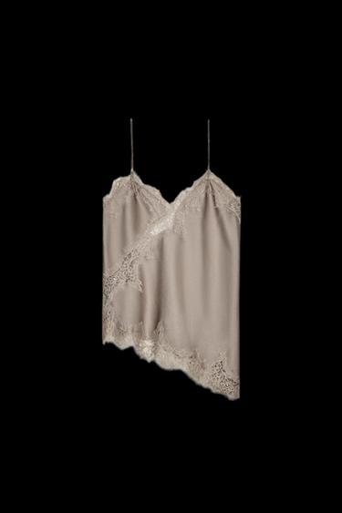 ZW COLLECTION LACE CAMISOLE TOP - Mink by Zara