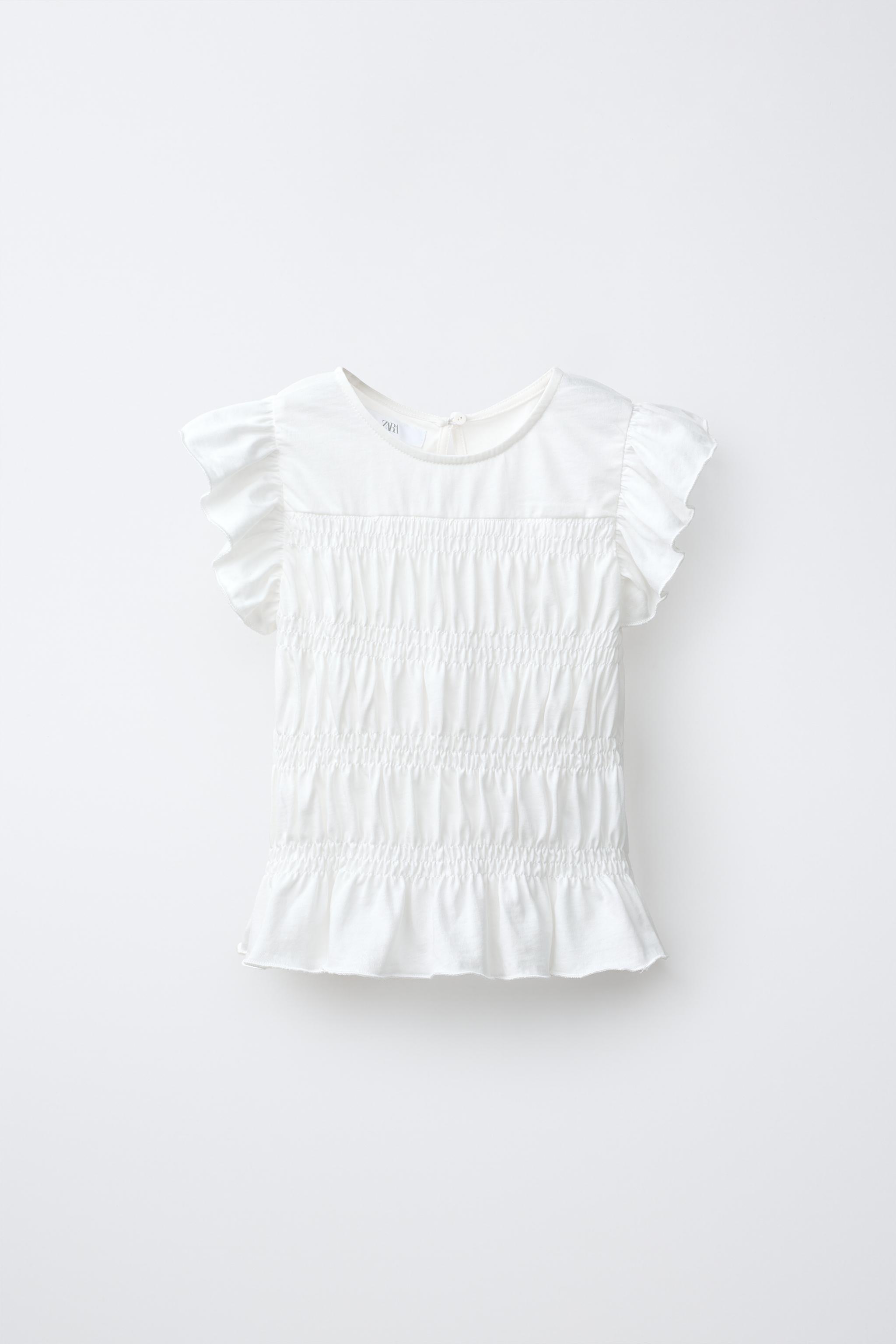 RUFFLE DETAIL T-SHIRT — White