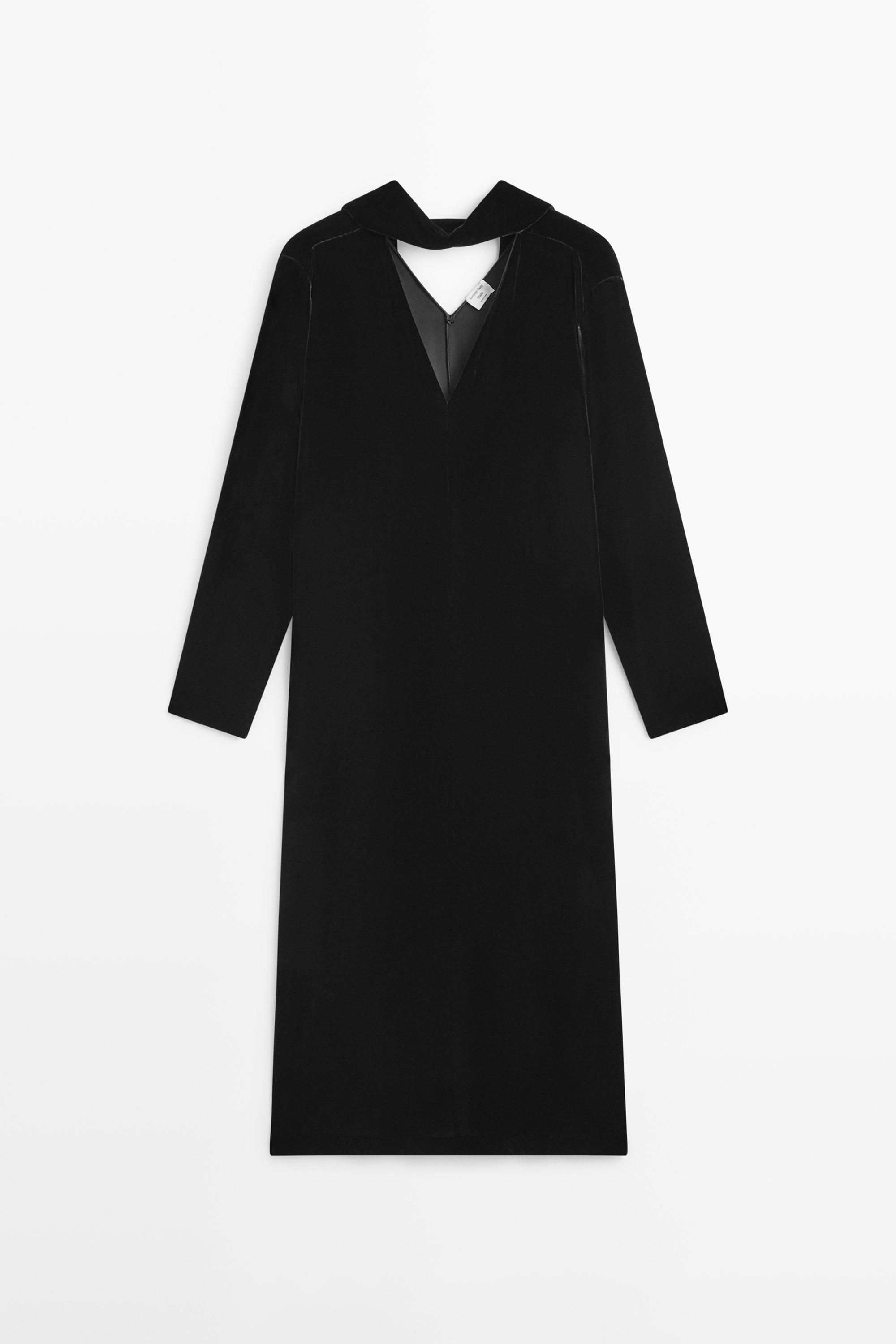 Long velvet dress with tied neck - STUDIO