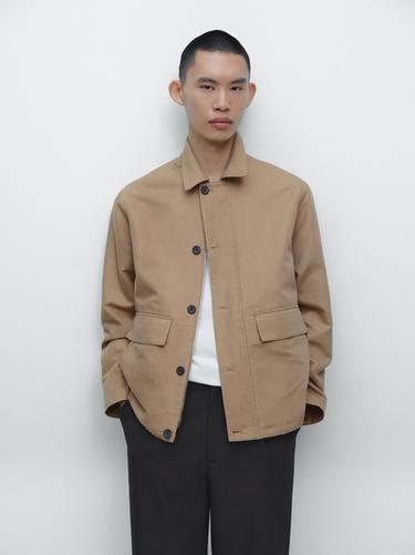 Zara Linen blend jacket with pocket details - Beige