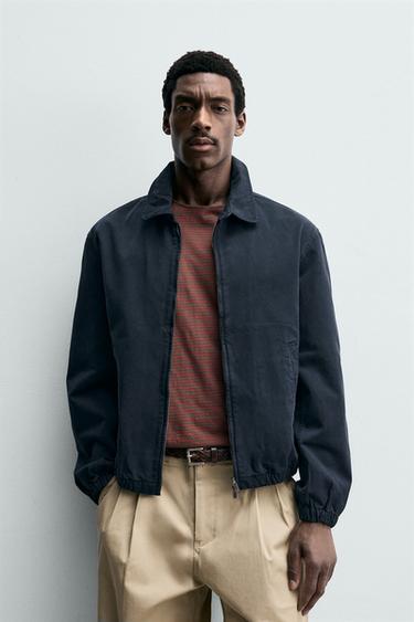 КУРТКА REGULAR FIT ИЗ ВЫСТИРАННОГО ХЛОПКА — МОРСКОЙ СИНИЙ от Zara