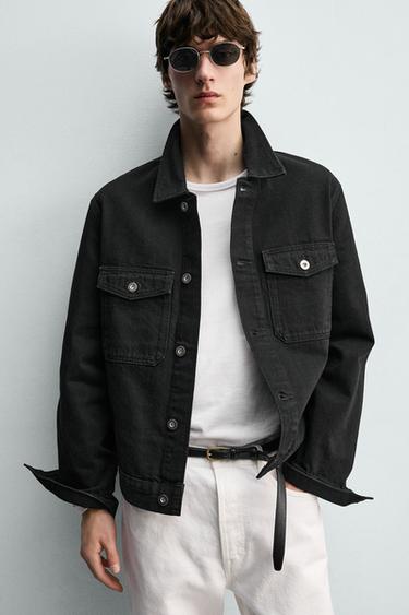 VESTE EN JEAN BASIQUE - Noir de Zara - Image 4