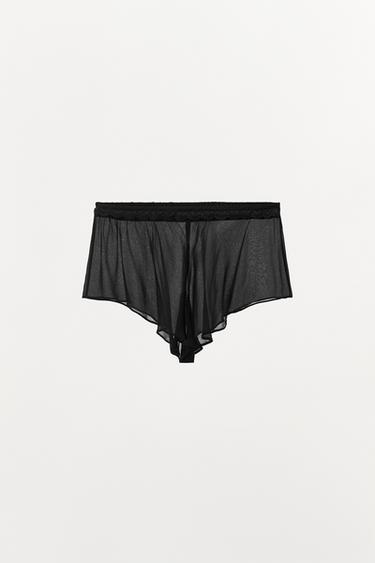 SHORT AVEC DÉTAIL EN CROCHET - Noir de Zara - Image 2