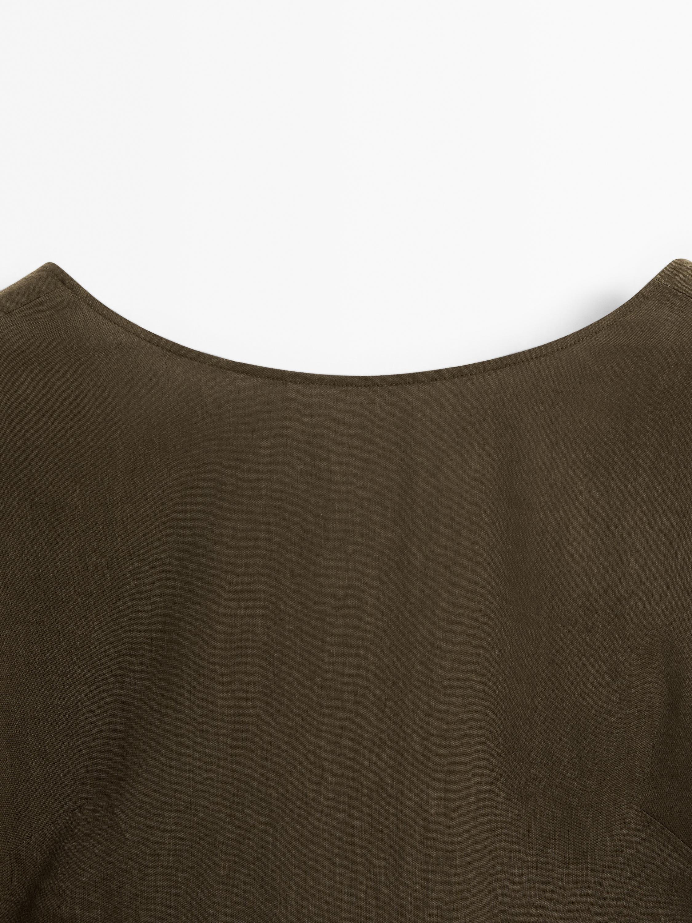 Linen blend midi dress with back detail