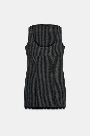 فستان قصير مخطط ديبلوماسي - خطوط الخاص بـ Zara