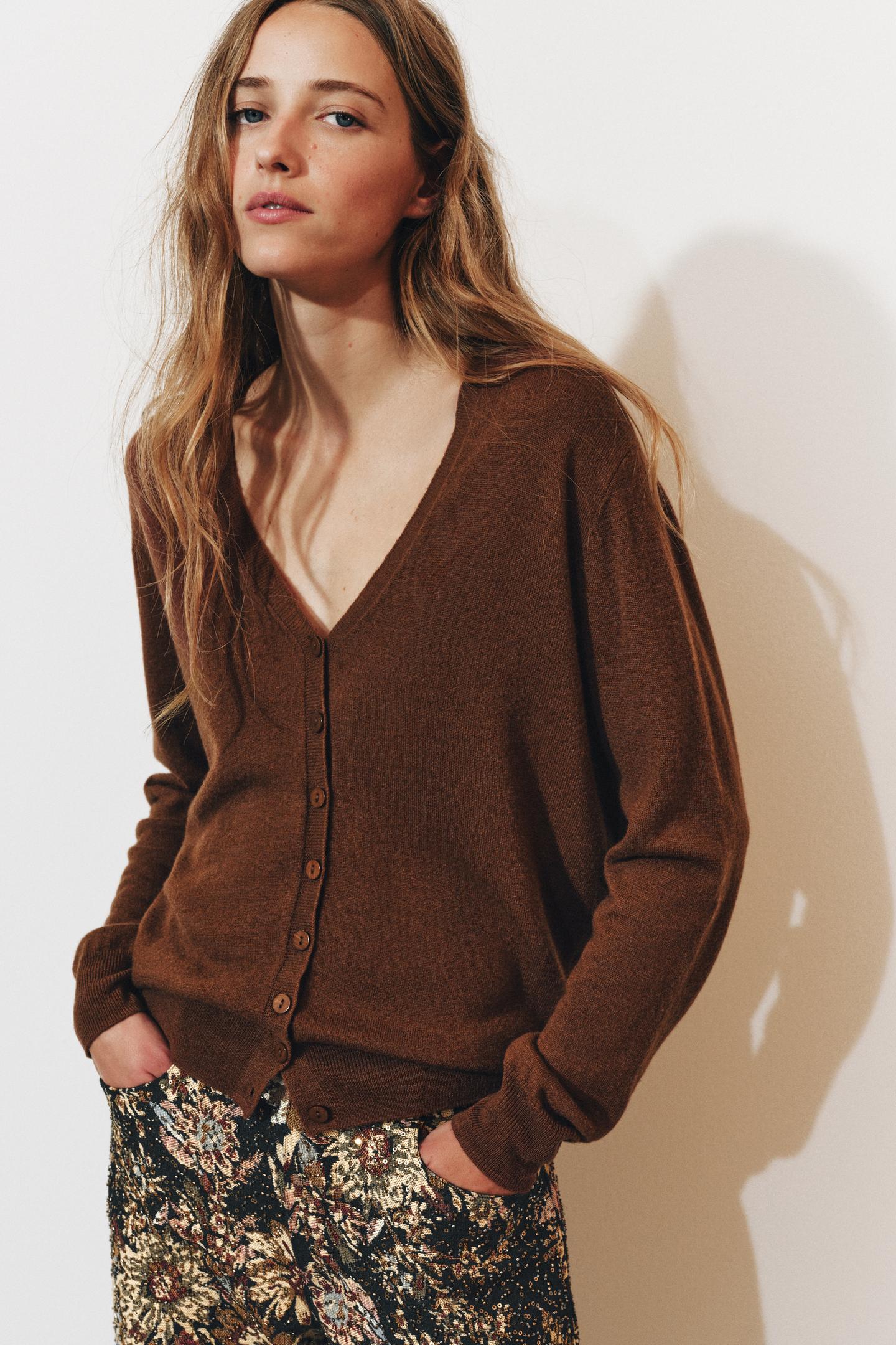 Женская куртка Zara Extra-Soft 100% Wool, цвет: Коричневый — фото 2