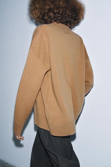 GILET 95% LAINE OVERSIZE - Marron clair de Zara - Image 2