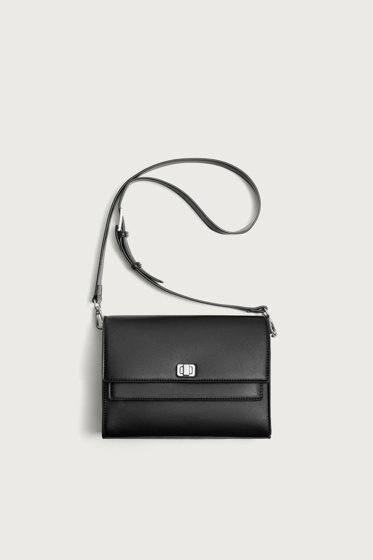 DOUBLE FLAP CROSSBODY BAG — Black
