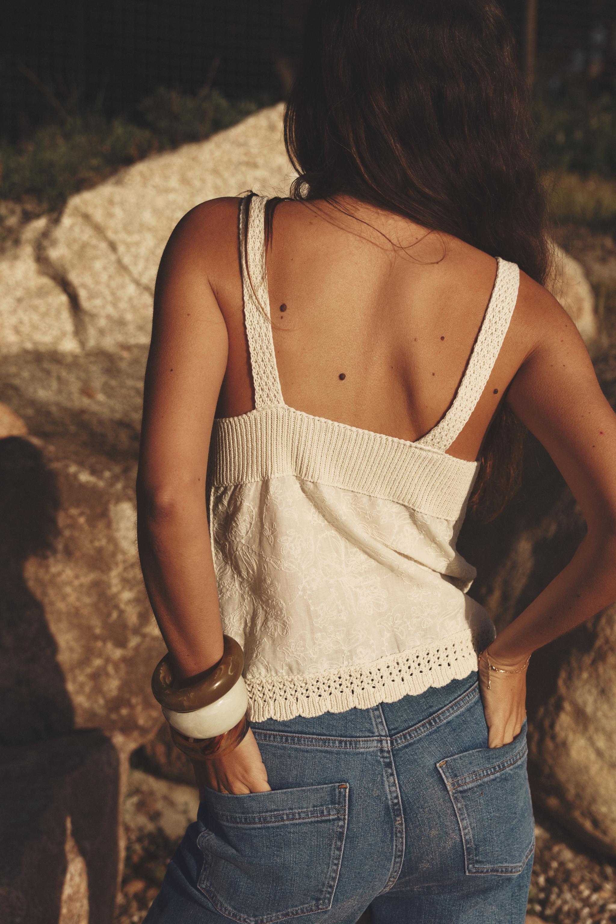 COMBINED STRAP KNIT TOP - Ecru | ZARA United States
