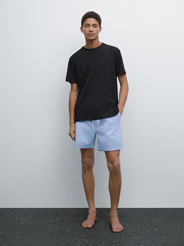 Zara Short sleeve pyjama top and striped trousers - Blue - Image 0