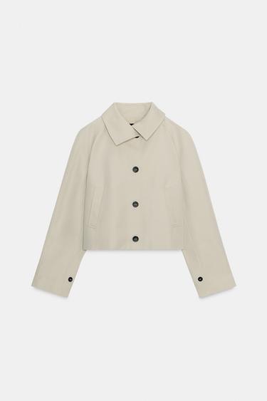 WATER-REPELLENT SHORT TRENCH COAT ZW COLLECTION - Beige by Zara