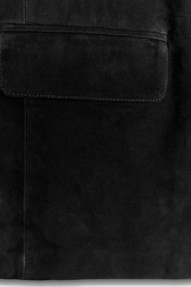 LIMITED EDITION ZW COLLECTION 100% SUEDE OVERSIZE BLAZER - Black by Zara - Image 8