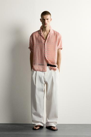 GEOMETRIC PRINT FLOWING SHIRT - Light pink by Zara - Image 0