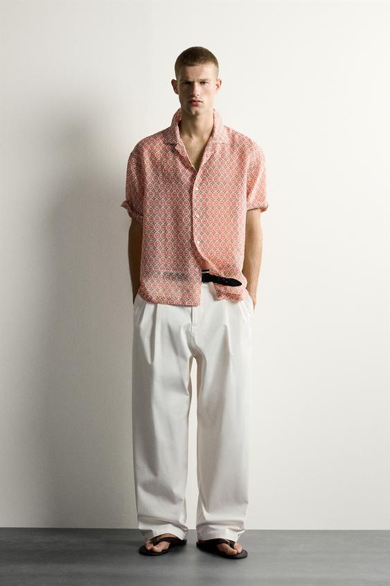 CAMISA FLUIDA ESTAMPADO GEOMÉTRICO - Rosa claro de Zara - Imagen 0