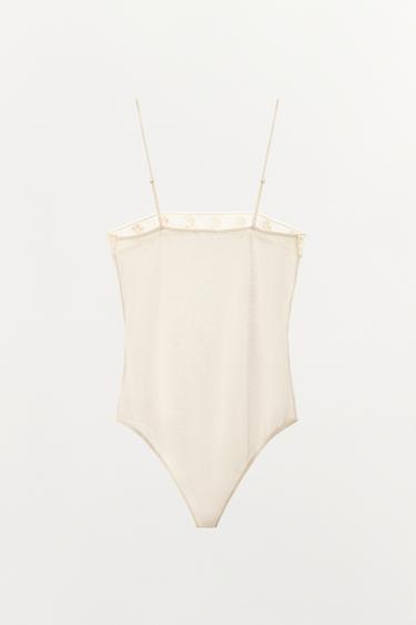 FINE KNIT LACE BODYSUIT - Ecru by Zara - Image 5