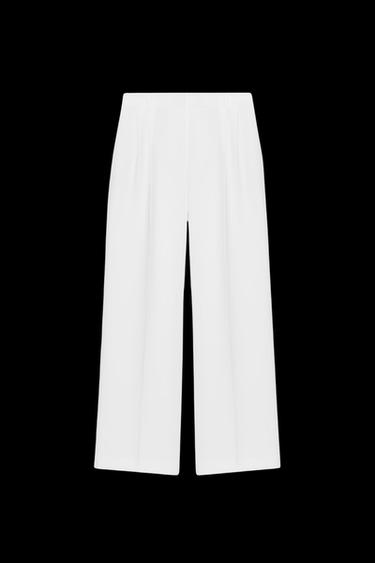 WIDE-LEG TROUSERS WITH DARTS - Oyster-white by Zara - Image 0
