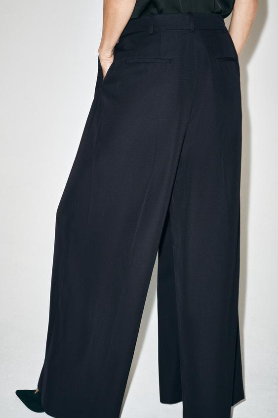 PANTALON VOLUME ZW COLLECTION - Bleu marine de Zara - Image 2