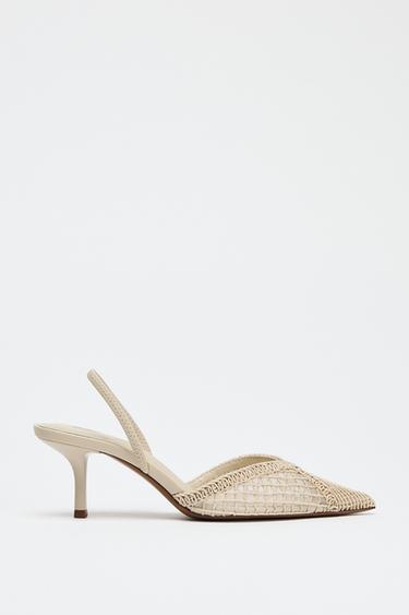 DÉCOLLETÉ CON TACCO INTRECCIATE - Bianco écru di Zara