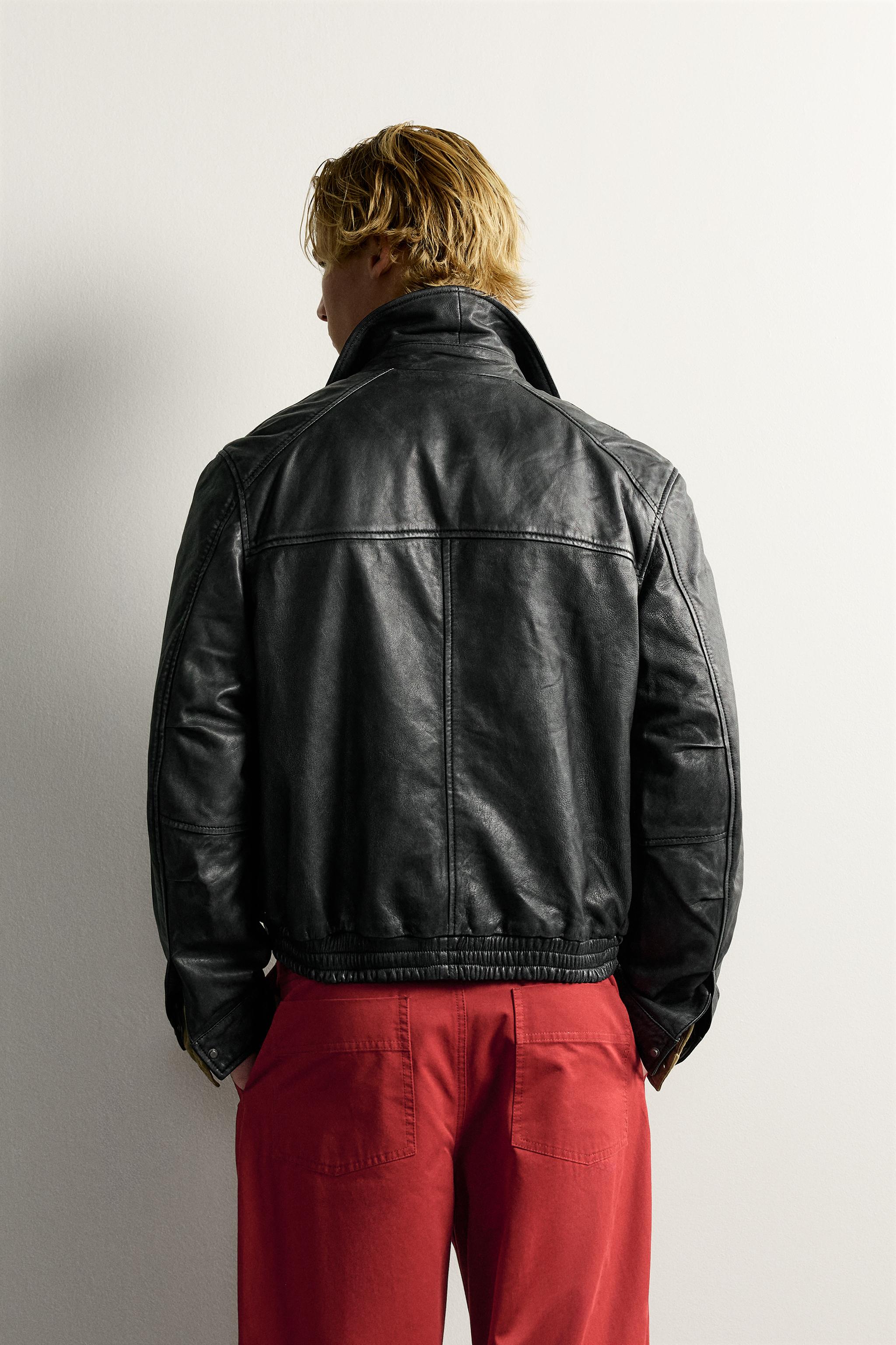 WASHED LEATHER CROPPED FIT JACKET