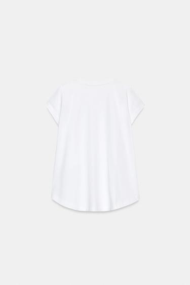 T-SHIRT ASYMÉTRIQUE À MANCHES COURTES - Blanc de Zara - Image 5