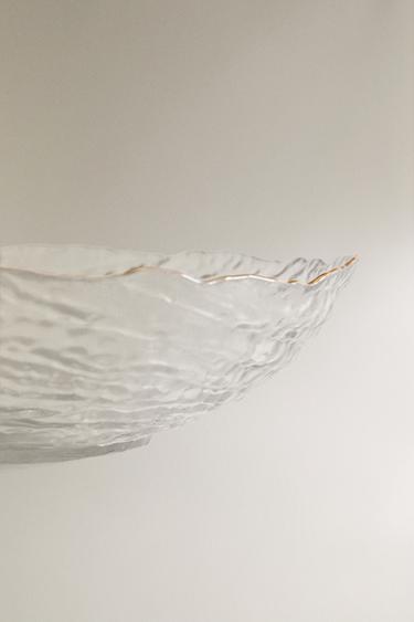 GLASS SALAD BOWL WITH GOLD RIM - Gold by Zara - Image 2