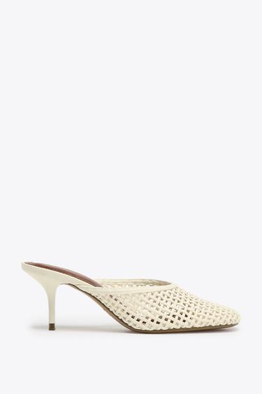MULE TACÓN CUERPO TRENZADO - Blanco de Zara