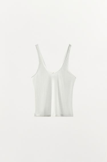 POINTELLE BOW TOP - White by Zara - Image 5