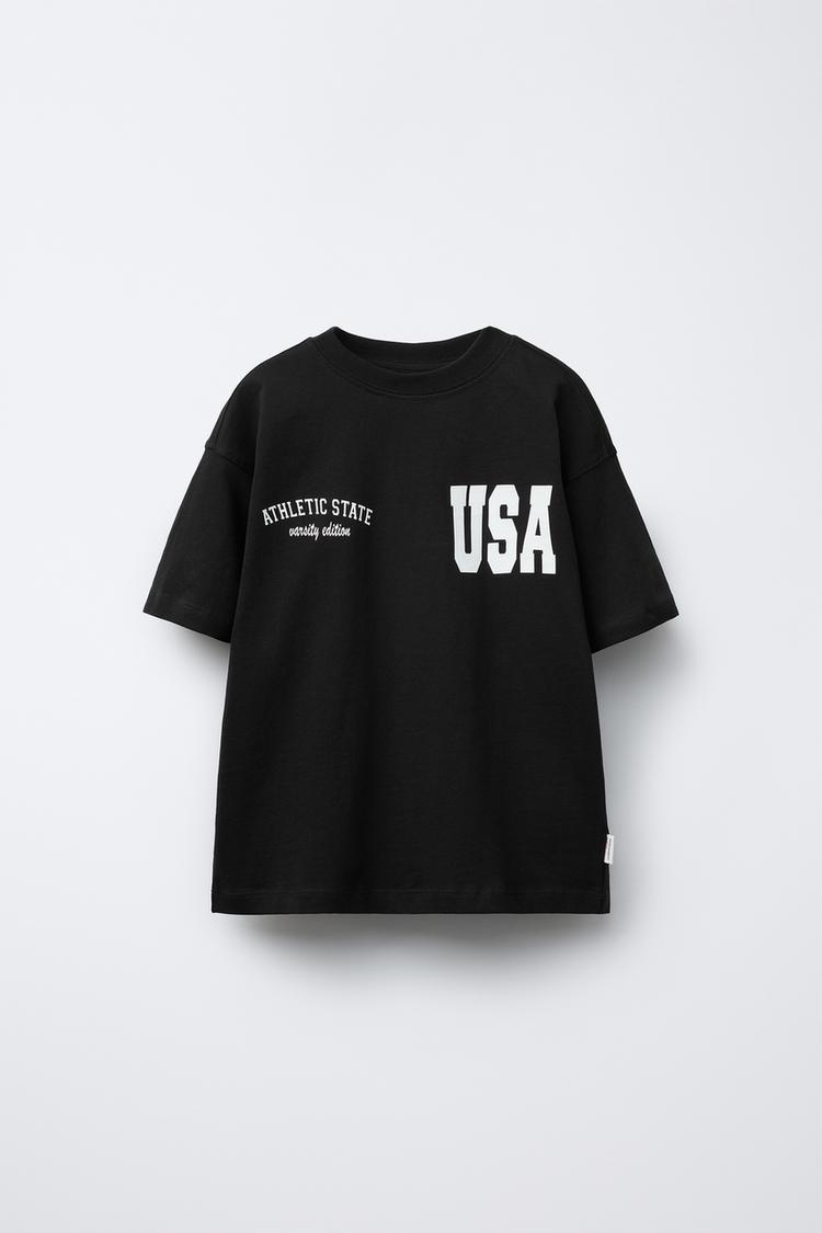 CAMISETA JOGGING TEXTO Gris antracita ZARA Chile