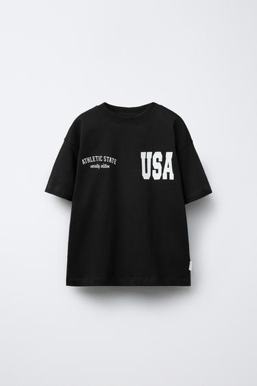 CAMISETA JOGGING TEXTO - Gris antracita de Zara - Imagen 0