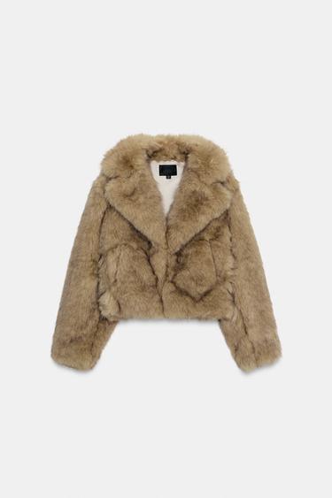 SHORT FAUX FUR COAT - Light beige by Zara