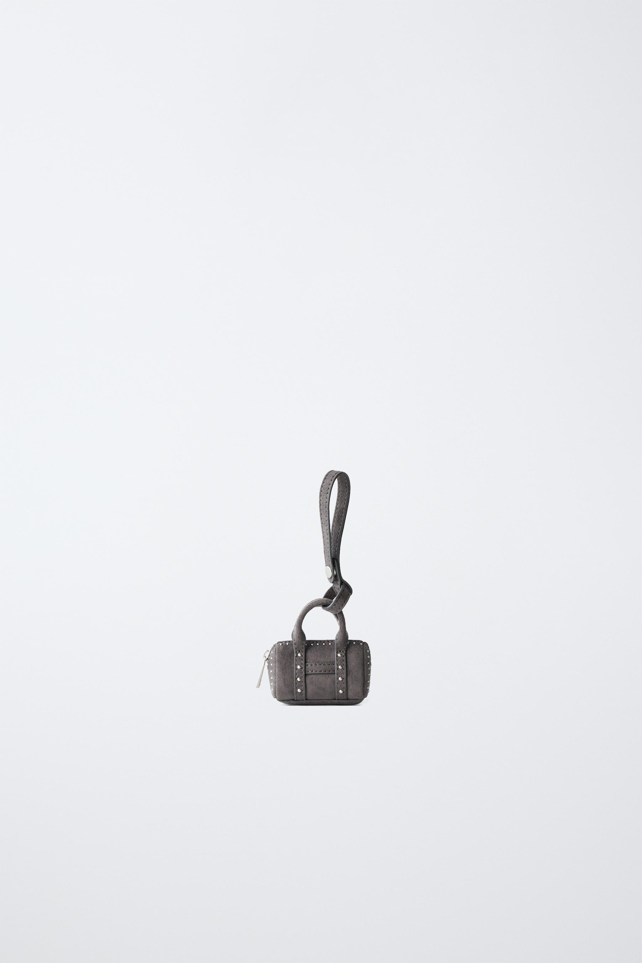STUDDED BAG CHARM — Gray