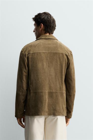 RELAXED FIT SUEDE BLAZER - Olive green by Zara