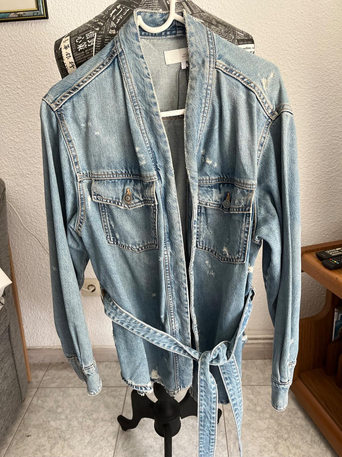 DENIM TRF OVERSHIRT WITH RIPS - Image 3