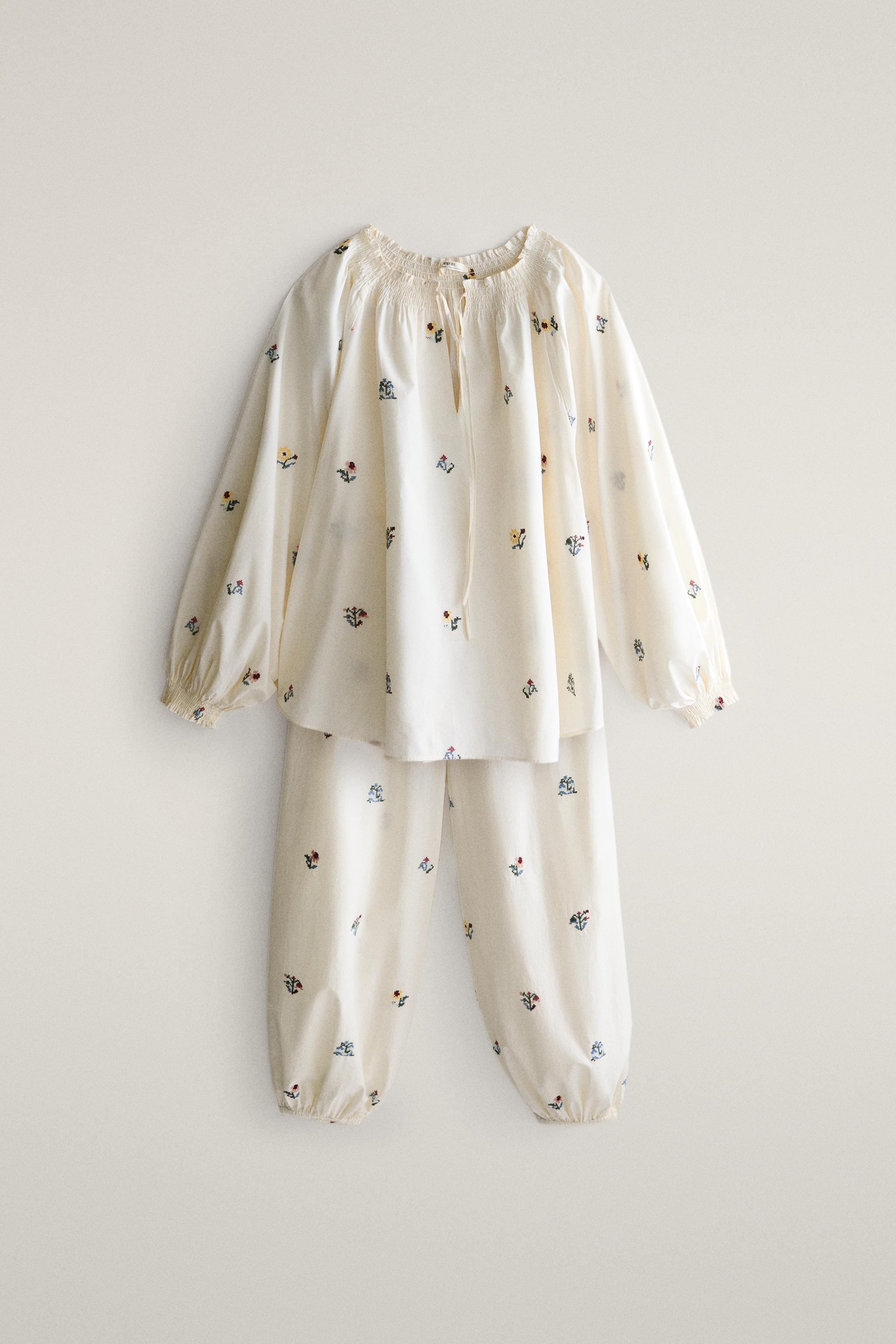 PANTALON DE PYJAMA BRODÉ FLEURS