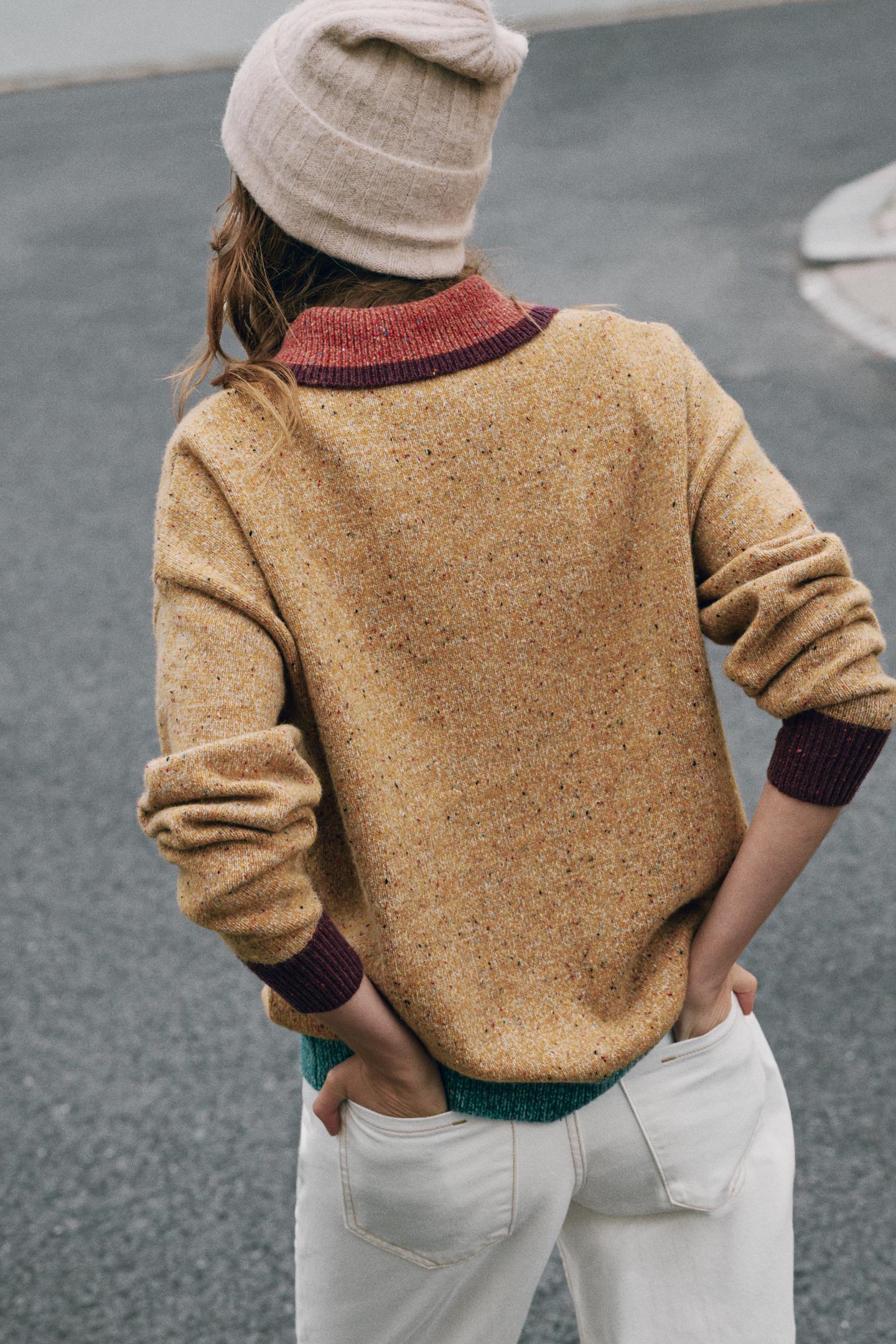Женское поло Zara Wool Knit Polo, цвет: Разноцветный — фото 5