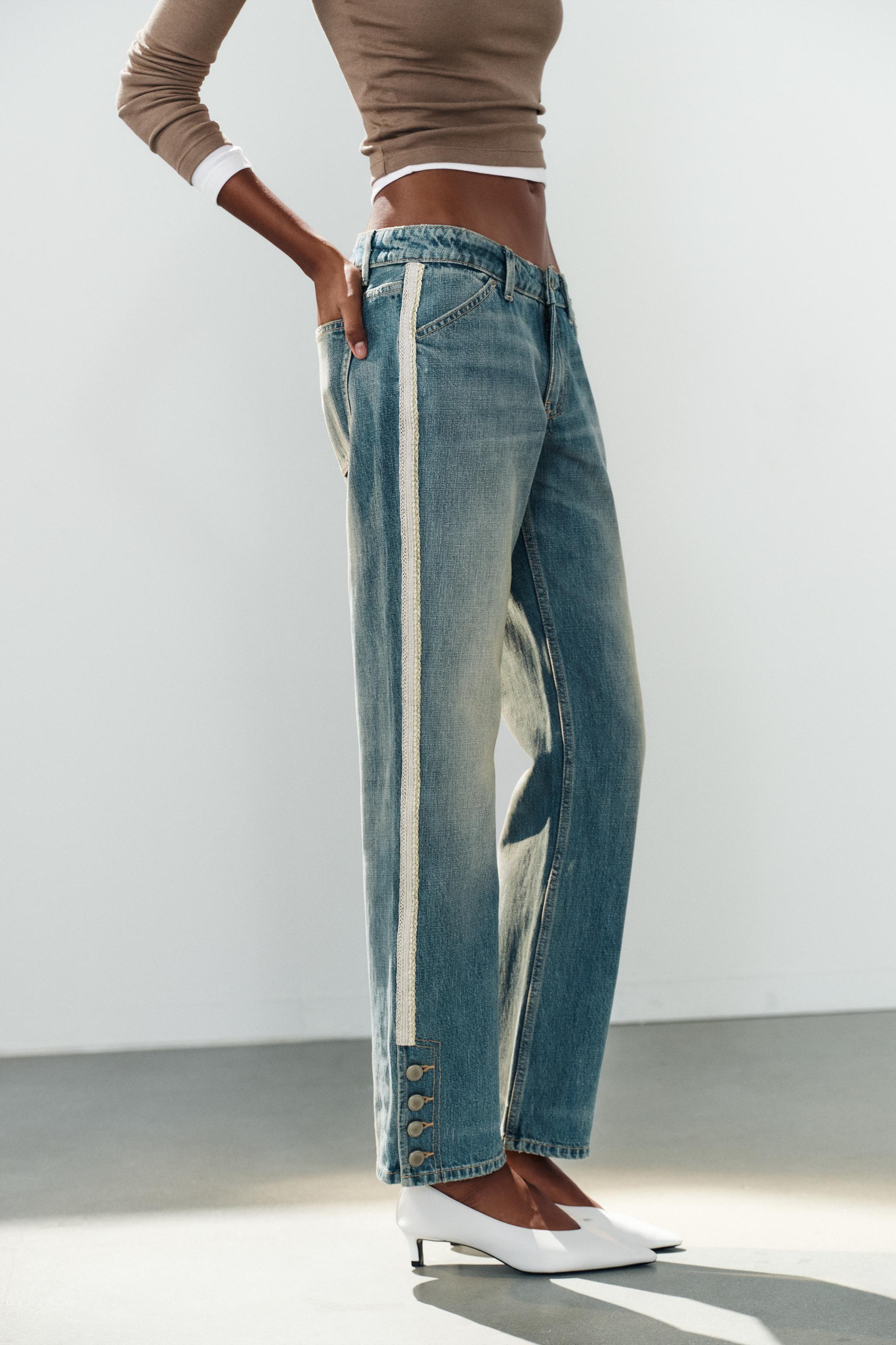 TRF MID-RISE STRAIGHT LEG SIDE STRIPE JEANS