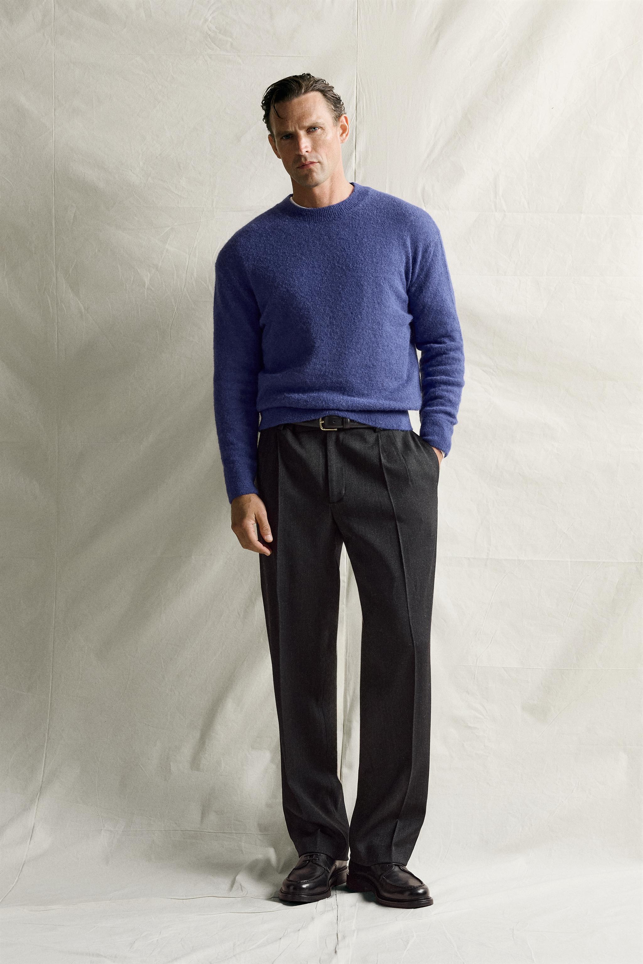 レギュラーフィット アルパカ混セーター - 濃青 | ZARA Japan / 日本