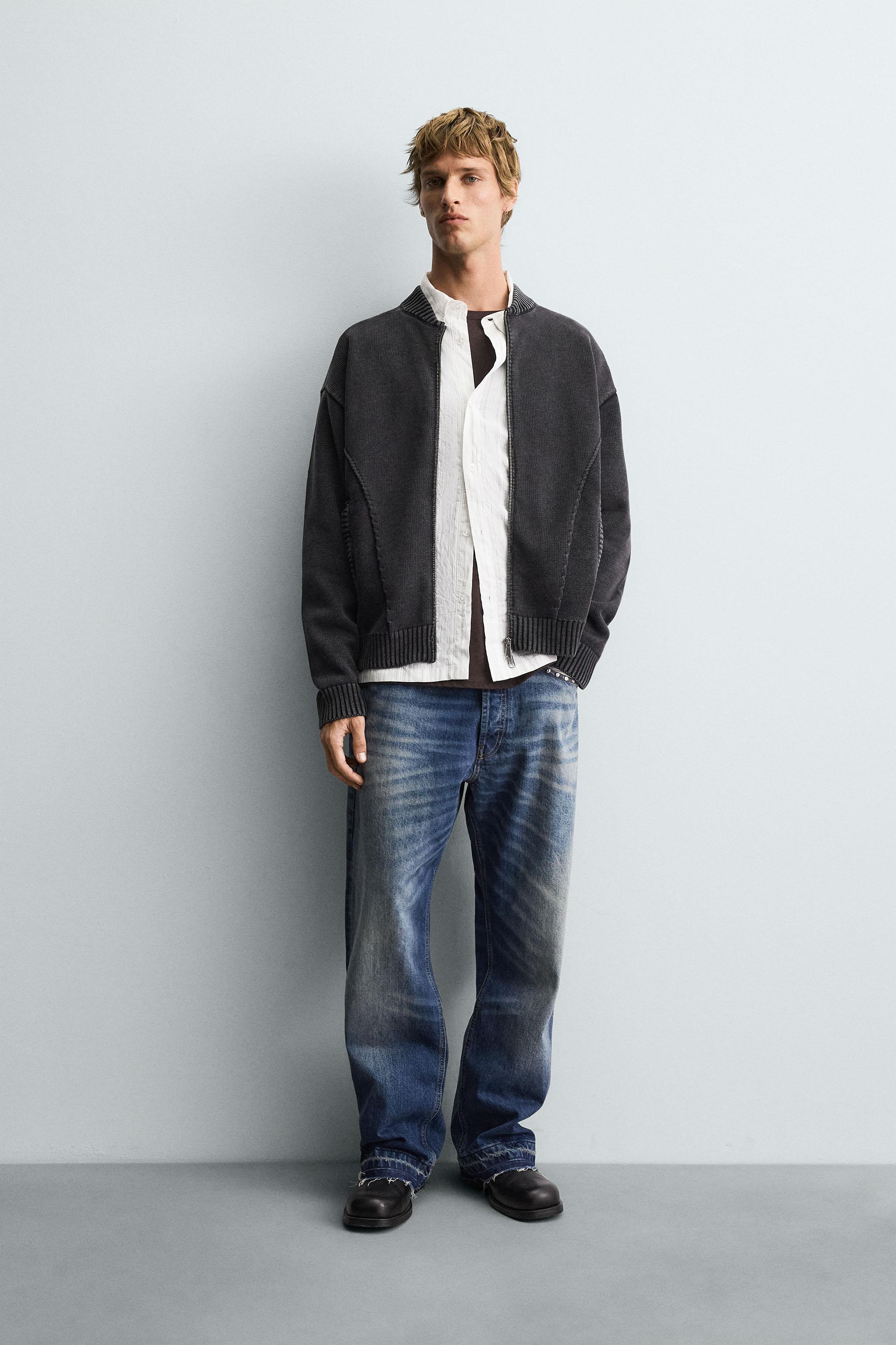 2023aw ZARA 異素材 ハイネック　ボンバージャケット アウター org.jpg