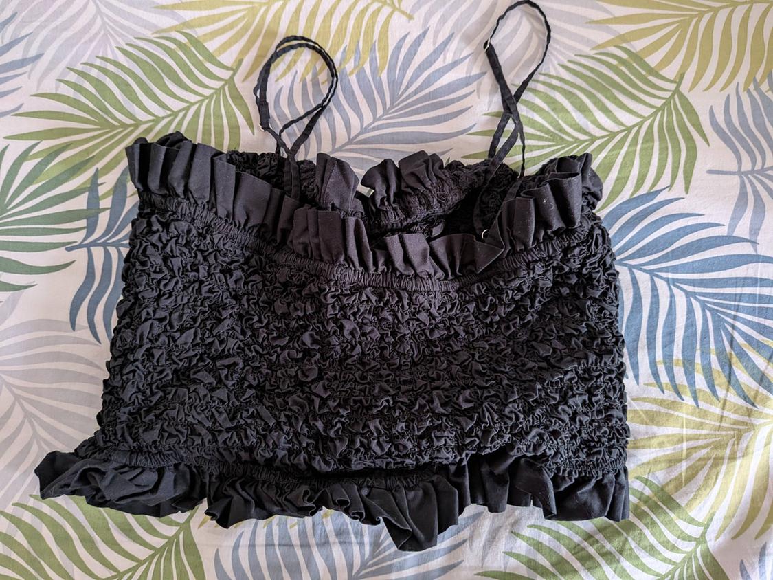 SMOCKED POPLIN CROP TOP - Image 2