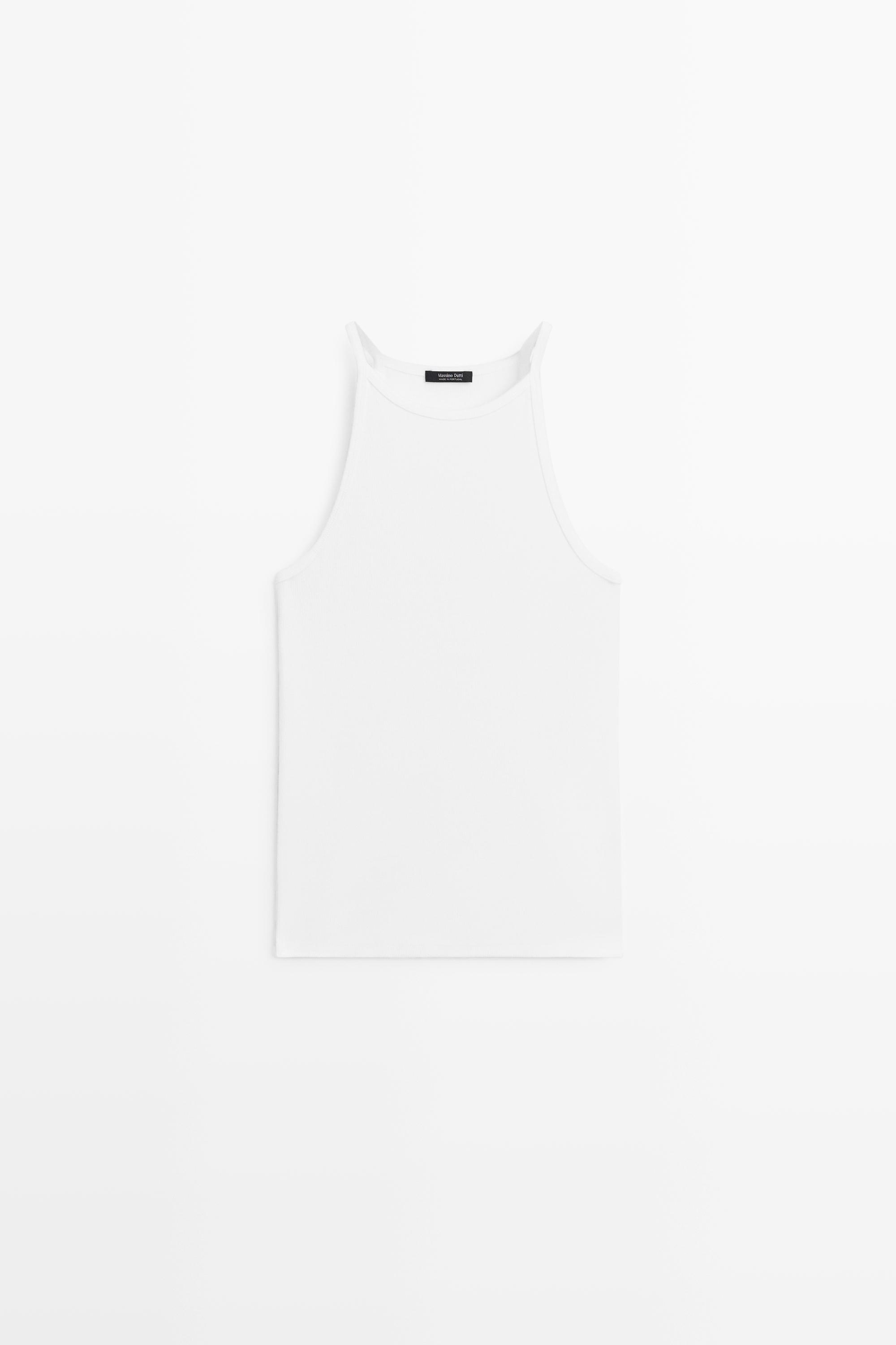 Top encolure américaine en coton mélangé