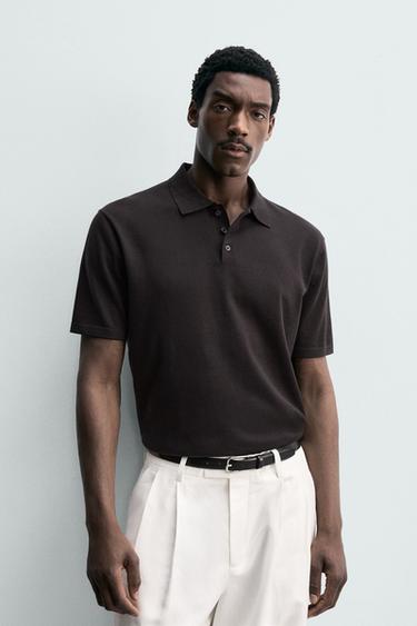 POLO PUNTO REGULAR FIT MEZCLA ALGODÓN - Marrón oscuro de Zara