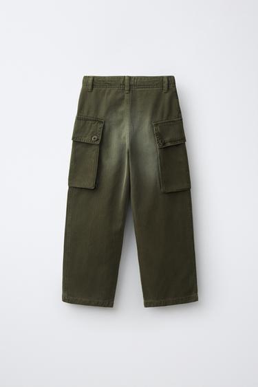 DISTRESSED-EFFECT CARGO PANTS — Mid khaki 2