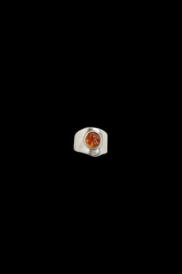 Zara CONTRAST SIGNET RING - Silver - Image 0
